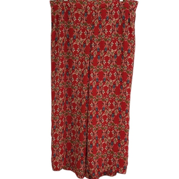 Max Studio Women's Red Floral Print Flowy Wide Leg Pants Size 1X - Picture 2 of 9